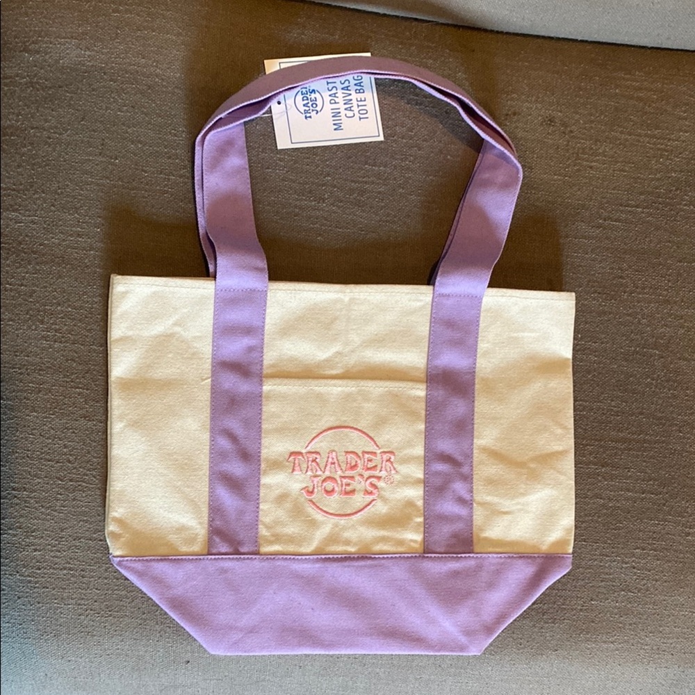 NWT Trader Joe’s Easter mini pastel Easter canvas tote